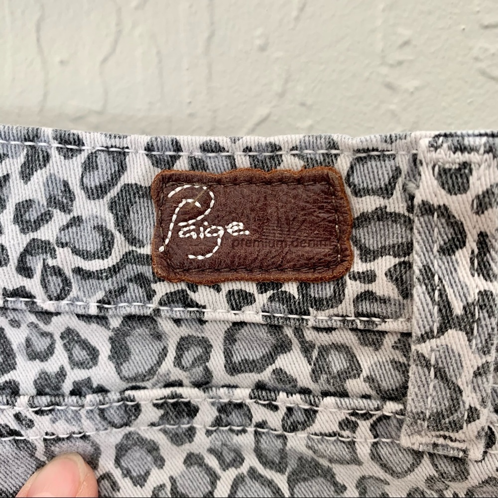 PAIGE Peg Skinny Jeans Grey Animal Print Mid-Rise Ankle Stretch Size 30 - Picture 10 of 14